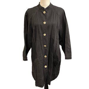 Turley Yours Jacket Womens 18W Black Linen Blend Blazer Lagenlook‎ Minimalist